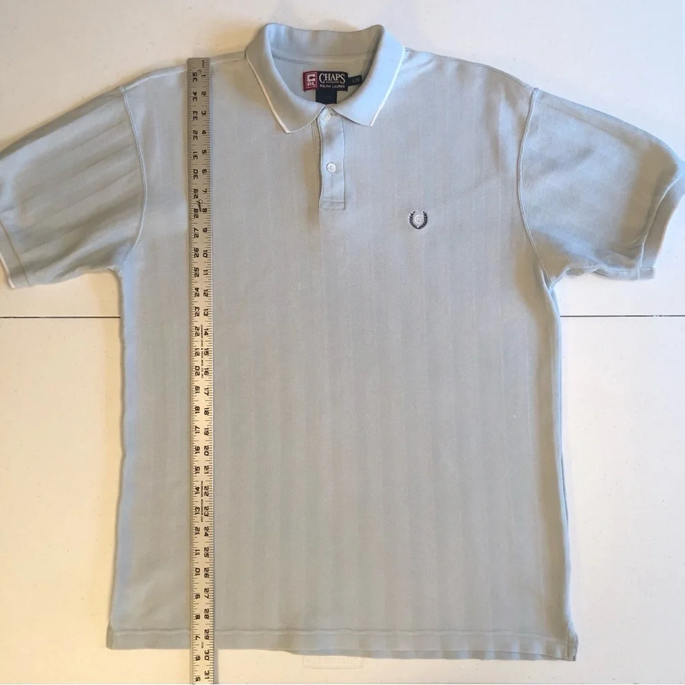 Chaps Ralph Lauren Classic Light Blue Polo Shirt with White Trim Accent Size L